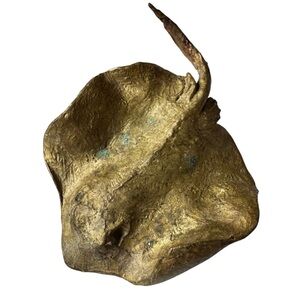 Vintage Bronze Manta Ray Sculpture Handmade 4” One Of A Kind